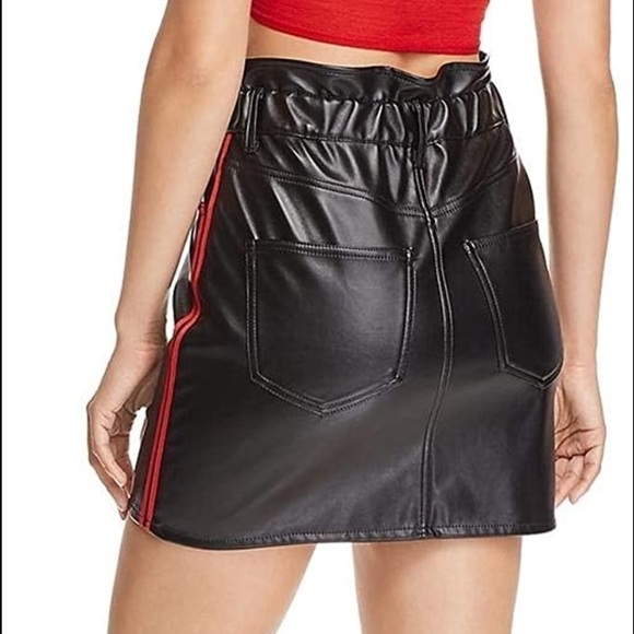 Sunset + Spring Track Stripe Faux Leather Skirt - Picture 6 of 11